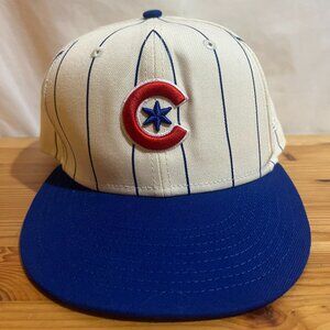 CHICAGO CUBS 59FIFTY NEW ERA SKY STRIPED FITTED HAT Size 7 5/8 Used Good Conditi